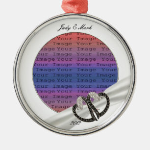 Ornamento de Corações de Diamante Preto e Branco