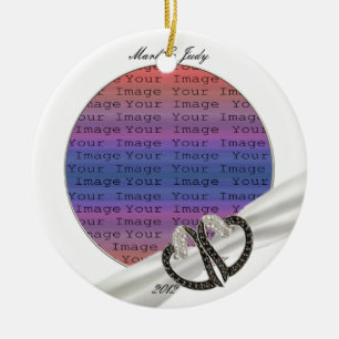 Ornamento de Corações de Diamante Preto e Branco