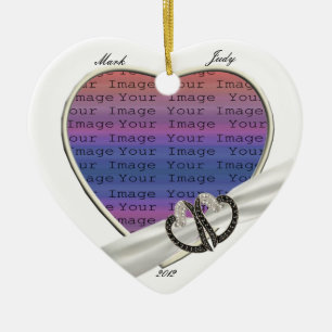 Ornamento de Corações de Diamante Preto e Branco