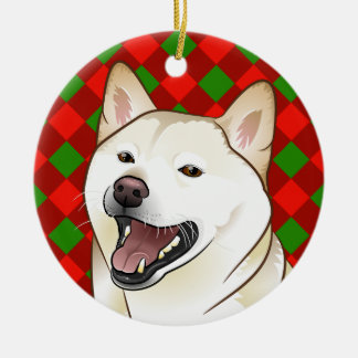 Ornamento de creme de Shiba Inu do Feliz Natal
