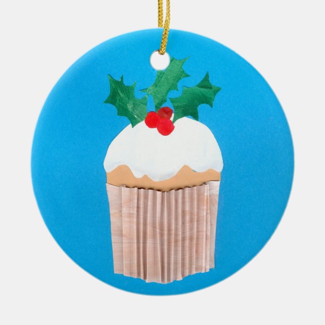 Ornamento de Cupcake de Natal (Frente)