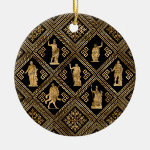 Ornamento de Deidades Gregas e Chave Meander