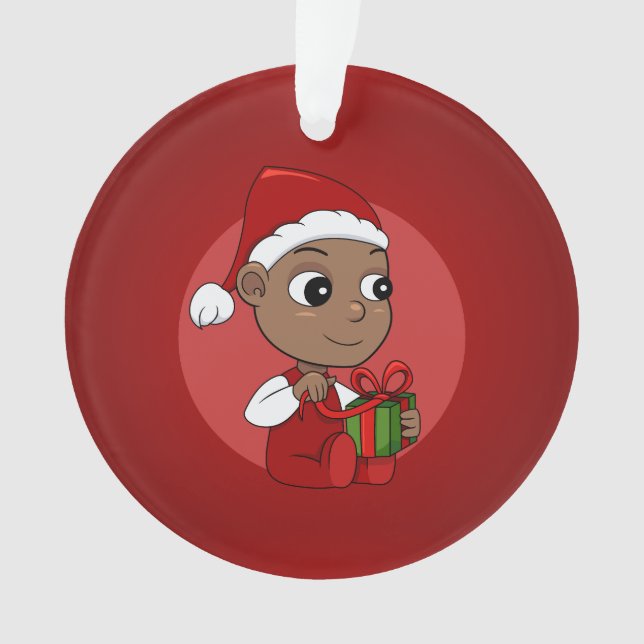 ornamento de desenho animado de bebê de Natal (Frente)
