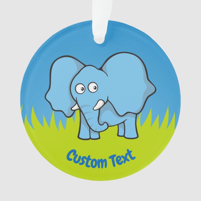 Ornamento de desenho de elefante azul (Frente)