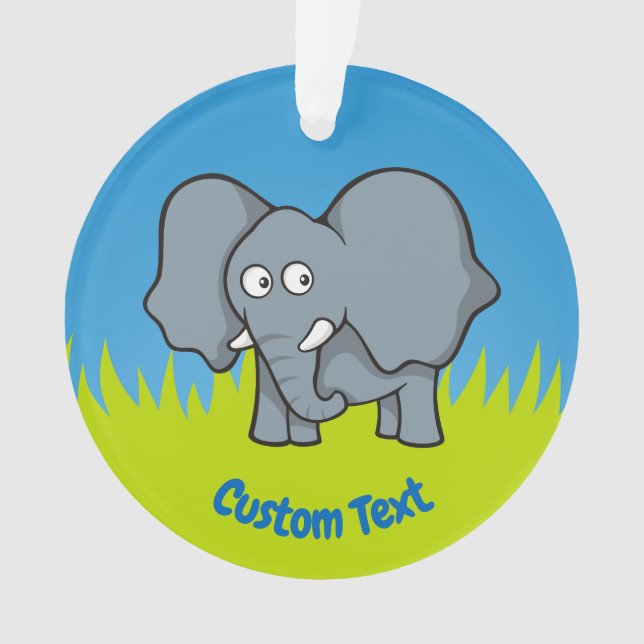 ornamento de desenho de elefante de cinza (Frente)
