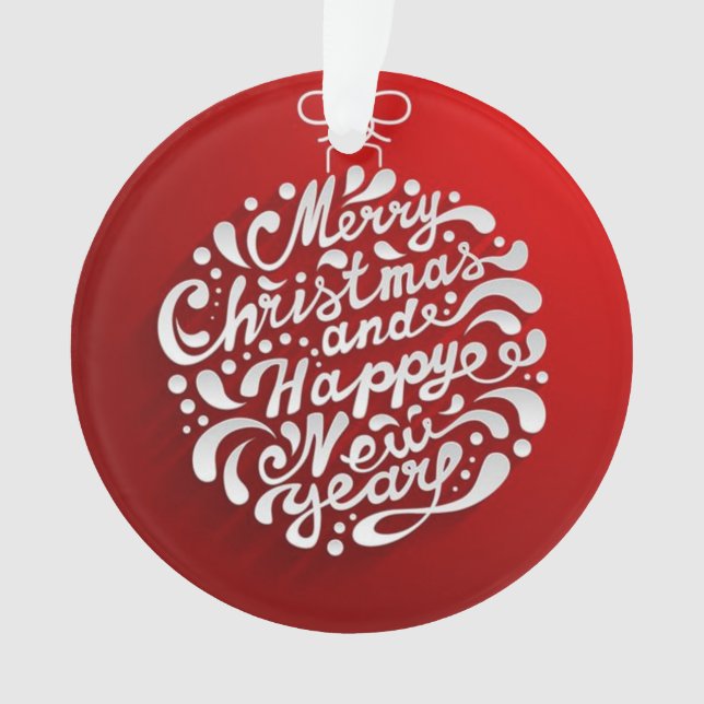 Ornamento de Design de Tipografia Feliz de Natal (Frente)