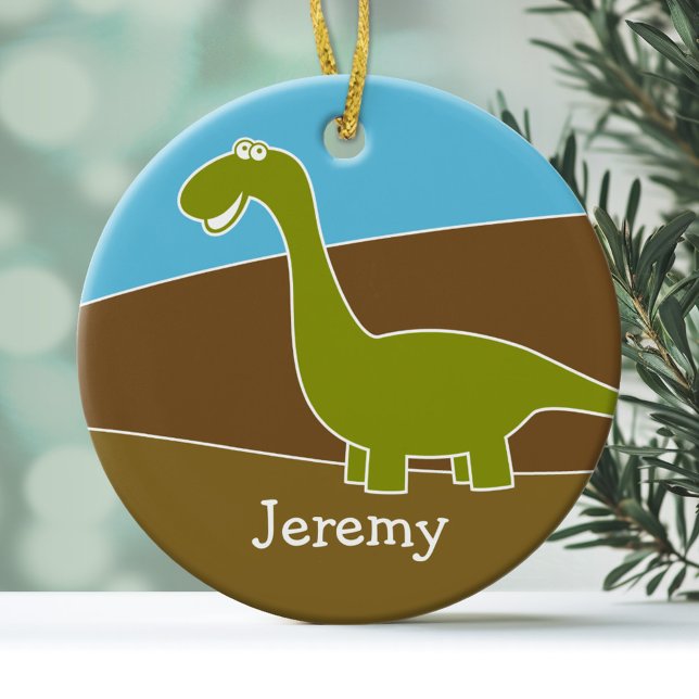 Ornamento de Dinossauro de Cartoon Bonito (Personalized Ornament - Dinosaur)
