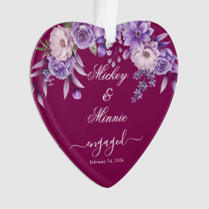 Ornamento de Engajamento de Vinho Floral Personali