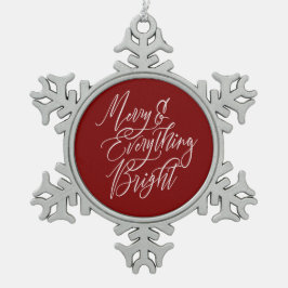 Ornamento De Estanho Floco De Neve Alegre e Tudo Brilhante Vermelho e Branco