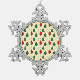 Ornamento De Estanho Floco De Neve Árvore natalícia com padrão superior estrelado sem