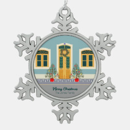 Ornamento De Estanho Floco De Neve Casa Festiva Portuguesa de Natal