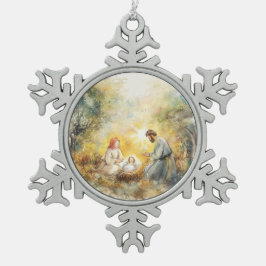 Ornamento De Estanho Floco De Neve Cena de Natividade Ilustrada |