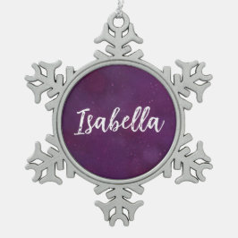 Ornamento De Estanho Floco De Neve Céu estrelado roxo