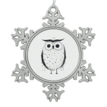 Coruja Mínima Bonita - Estilo Desenho Mão - Preto