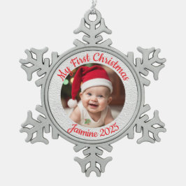 Ornamento De Estanho Floco De Neve Customisable Baby's First Christmas
