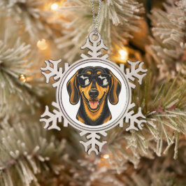 Ornamento De Estanho Floco De Neve Dachshund de Michigan Usando Óculos de Sol