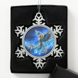 Ornamento De Estanho Floco De Neve Fênix do Amanhecer Safira