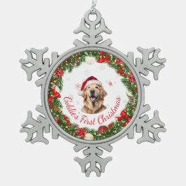 Ornamento De Estanho Floco De Neve Floral Primeiro Natal Clássico de Manutenção para 