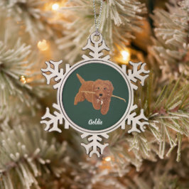 Ornamento De Estanho Floco De Neve Goldie Doodle