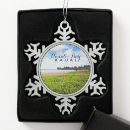 Ornamento De Estanho Floco De Neve Hanalei Bay Kauai Hawaii Snowflake Pewter Christma