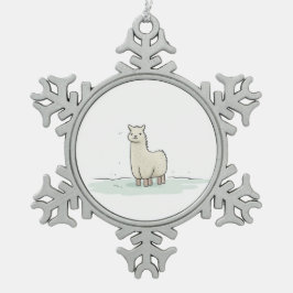 Ornamento De Estanho Floco De Neve Ilustração de Lama Bonita - Lama Adorável e Calma