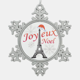 Ornamento De Estanho Floco De Neve Joyeux Noel