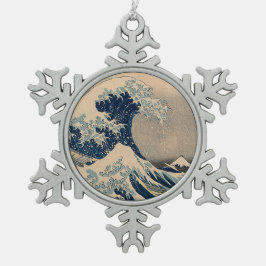 Ornamento De Estanho Floco De Neve Katsushika Hokusai. A onda do Excelente de Kanagaw