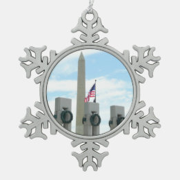 Ornamento De Estanho Floco De Neve Monumento a Washington e Memorial da II Guerra Mun