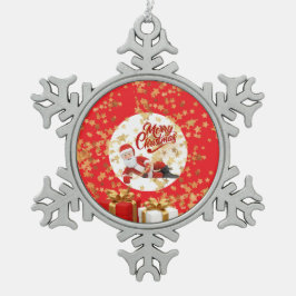 Ornamento De Estanho Floco De Neve Natal Legal com Papai Noel nas Festividades de Nat