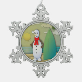 Ornamento De Estanho Floco De Neve O Ornamento Summertime Snowman