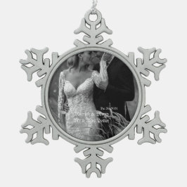 Ornamento De Estanho Floco De Neve Ornamento de Vidro Clássico Casado e Feliz para o 