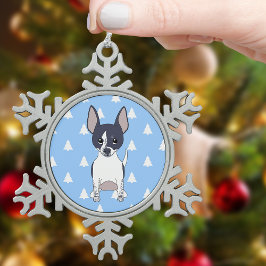 Ornamento De Estanho Floco De Neve Padrão de árvore de Natal de Chihuahua preto e bra