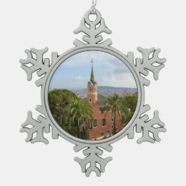 Ornamento De Estanho Floco De Neve Parque Guell em Barcelona