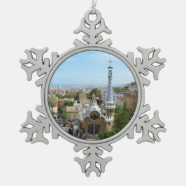 Ornamento De Estanho Floco De Neve Parque Guell em Barcelona