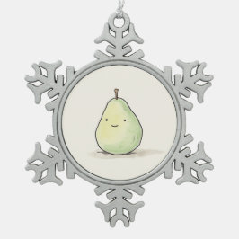 Ornamento De Estanho Floco De Neve Pear Aquarela Cuja Cadeia Kawaii