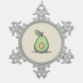 Ornamento De Estanho Floco De Neve Pera Cúbica de Aquarela