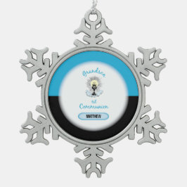 Ornamento De Estanho Floco De Neve Primeira Comunhão, Taça Azul