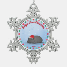 Ornamento De Estanho Floco De Neve Primeiro Natal do Bebê - Ornamento de Hipopótamo d