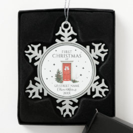 Ornamento De Estanho Floco De Neve Primeiro Natal Novo Endereço Doméstico Ornamentos