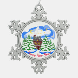 Ornamento De Estanho Floco De Neve saudação de feliz ano novo