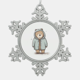 Ornamento De Estanho Floco De Neve Urso de Pequena Cana-d'Água