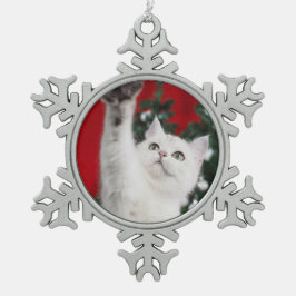 Ornamento De Estanho Floco De Neve XMAS white Cat