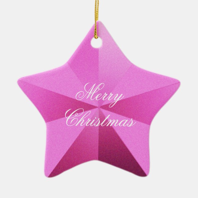 Ornamento de Estrela de Natal Rosa Personalizável (Frente)