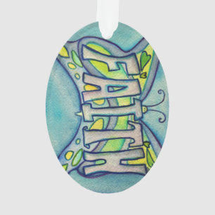 Ornamento de Faith Butterfly Word Art Gift Holiday