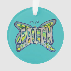 Ornamento de Faith Butterfly Word Art Gift Holiday