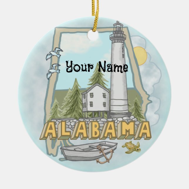 Ornamento de Farol do Alabama (Frente)