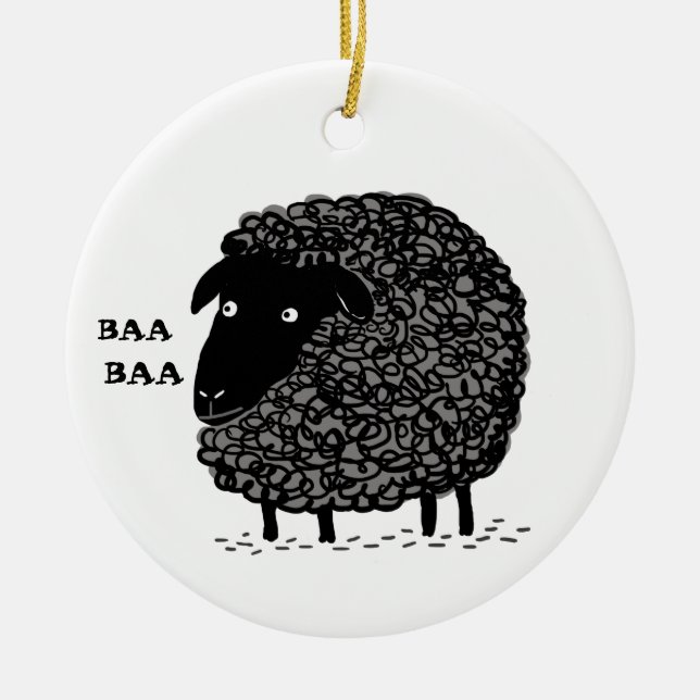Ornamento de Feriado de Férias Ba Baa Black Sheep  (Frente)