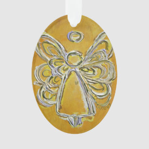 Ornamento de Feriado do Anjo de Guardião Amarelo