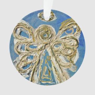 Ornamento de Feriado do Anjo do Guardião Azul