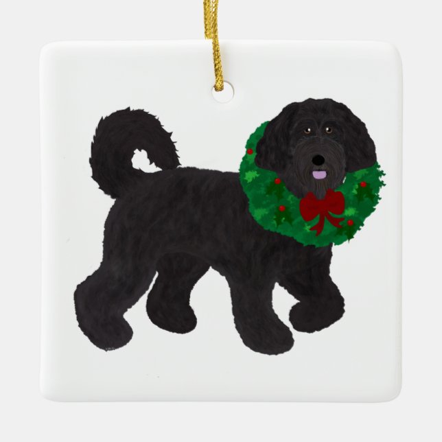 Ornamento de Feriado Labradoodle (Frente)